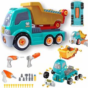 Electric Screwdriver to Disassemble and Assemble Toy Cars, Toy Transporter, Toy Cars Assembly Set, Vehicle Set - Building Toys for Kids Ages 3-8