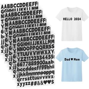 1 Inch Iron on Letters and Numbers for Clothing, 5 Sheets 755 Pieces Vinyl Heat Transfers Letters with A-Z and 0-9 Iron on Letters for Fabric Numbers Alphabet Sticker for T-Shirt Designs DIY Craft