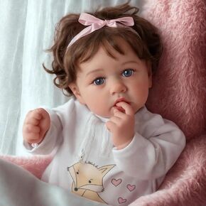 BABESIDE Lifelike Reborn Baby Dolls - 18 Inch Soft Body Realistic-Newborn Baby Dolls Cute Girl Curly Hair Real Life Dolls with Gift Box & Clothes Accessories Set for Kids Age 3+