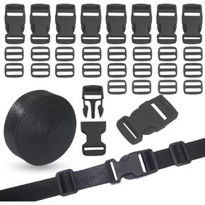 1 Inch Buckle Strap Set with 10 Yards Polypropylene Webbing Strap