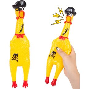 AMOR PRESENT Squeaky Rubber Chicken, Pirate Squeeze Chicken Toy Screaming Rubber Chicken for Halloween Party Gift for Children chew Toy for Pets Prank Novelty Pet Toy
