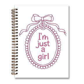 Dejfel Coquette Pink Notebook Journal,I'm Just a Girl Preppy Pink Bow Aesthetic Journal Notebook, Cute Girly Notebook,Preppy Gifts for Women, Pink Office Supplies,Spiral Notebook 5.5x8.3 Inch