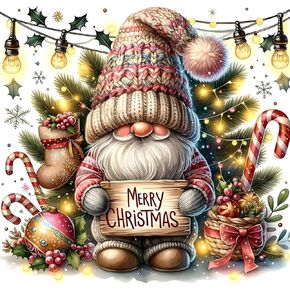 CLAKINLA Diamond Art Painting Christmas, Gnome Diamond Art Painting Kits for Adults Beginners Christmas Diamond Art Painting Gem Art Paint by Numbers for Adults Diamond Art for Adults 12x12 Inch