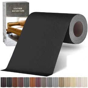 Self-Adhesive Leather Repair Patch, 4" x 63" Vinyl Leather Repair kit for Furniture, Leather Repair Tape for Car seat, Couch, Furniture Dark Grey
