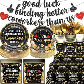 209 قطعة ذهبية سوف نفتقدك ديكورات حفلات الذهاب بعيدًا، ديكورات حفلات الوداع مع حظ سعيد في العثور على زملاء عمل أفضل منا، لافتة وداع ديكورات الحفلات in Kuwait