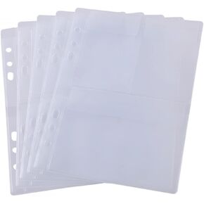 10 عبوات من BAOFALI بحجم A5 جيوب بلاستيكية، 6 فتحات مجلدات PVC مقاومة للماء حقيبة أوراق فضفاضة للميزانية أكياس أوراق فضفاضة مخطط إدراج الحقائب الصور والمستندات والطوابع ومنظم فواتير تخزين القوالب