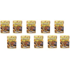 10 Packs Dragon Shield Matte Gold Standard Size 100 ct Card Sleeves Display Case