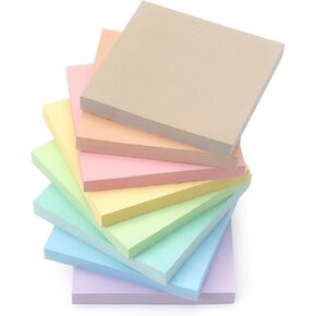 Sticky Notes 3x3inch, 8 Pads Self-Stick Notes, 8 Pastel Multi Colors with Gray Note Pads, Suitable for School, Home, Office,80 Sheet/Pad