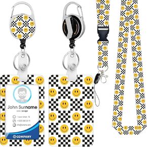 Baseball Lanyards for ID Badges, Funny ID Badge Holder with Breakaway Lanyard Retractable Badge Reel, Card Name Tag Badge Protector Cover for Teacher Nurse Student Office