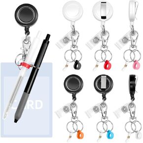 6 Pcs Retractable Pen Holders, Retractable Badge Reel, Pen Clips, Pen Holders for Lanyard, Nurse ID Badge Holder Retractable Clips, Pen Holder Clip for Office Hospital Badge Accessories