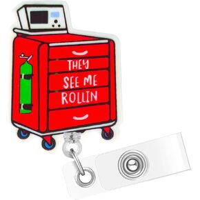 They See Me Rolling Badge Reel - Badge Clip Retractable with ID Clip for Nurse Name Tag Card Funny Cute Badge Holder for ICU ER Nursing Student Teacher Doctor Assistants RN LPN CAN LVN MA Work Office