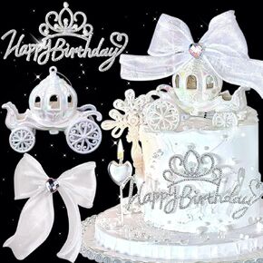 JeVenis Luxury Princess Castle Cake Topper Carriage Wagon Cake Decoration for Girls Kids Happy Birthday Party Decorations Princess Baby Shower Supplies