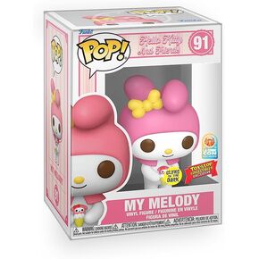 Pop Hello Kitty and Friends - My Melody with Dessert (Glows in The Dark) 2024 LA Comic Con Exclusive Collectibles Vinyl Figure Bundle with Compatible Funko Box Protector