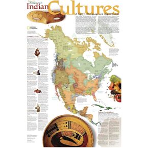National Geographic: North American Indian Cultures Wall Map - 23.25 x 35.75 inches - Art Quality Print