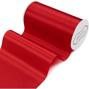 6" x 22 Yards Wide Red Satin Ribbon Solid Large Ribbon for Cutting Ceremony, Grand Opening, Wedding Chair Sash, Car Decor, Hair Bows, Gift Wrapping, Flower Bouquet, Party Decoration