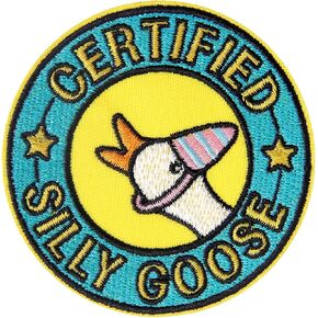 Funny Goose Iron on Patch, Colorful Embroidered Patch, Certified Goose Morale Patch, Cute Animal Morale Patch for Backpacks, Army Vests, Gym Bags, Hats, Helmets
