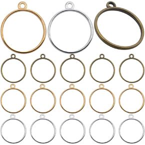 Alloy Hollow Open Back Bezel Pendants Metal Blank Frame Hollow Charms Connectors For DIY Necklace Earrings Resin Crafts Jewelry Making