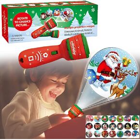 Christmas Flashlight Projector for Kids, 24 Different Image Christmas Tree Santa Claus Christmas Image Projection Toys for Christm Home Birthday Party Light