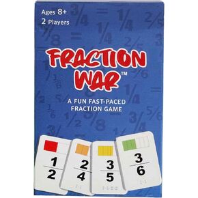 Fraction War Math Game - Fun Math Game to Learn, Compare and Simplify Fractions for 2nd Grade, 3rd Grade, 4th Grade, 5th Grade (1 Pack - Red White & Blue)
