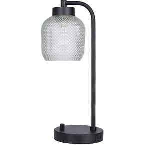 Kenroy Home Prismatic Glass Downbridge Black Desk and Task Lamp with Adjustable Arm and Energy-Efficient Lighting for Home Offices, Workspaces, and Study Areas
