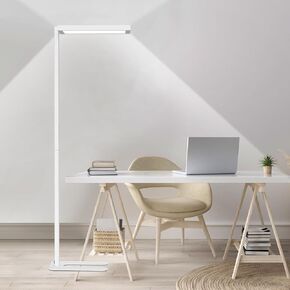 مصباح أرضي LED مقاس 76 بوصة، مصباح أبيض حديث قائم بذاته بقدرة 100 واط، مصباح قراءة طويل القامة للعناية بالعين بقدرة 10000 لومن لغرفة الدراسة والقراءة وغرفة المعيشة وغرفة النوم وغرفة البيانو والمكتب وضوء النهار الطبيعي 4000 كلفن