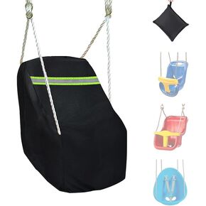 Outdoor Toddler Swing Seat Cover for Little Tikes / Stpe2 Baby Swing, Waterproof 420D Outdoor Baby Swing Cover, Toddler Swing Cover for Most Baby Swings (Black)