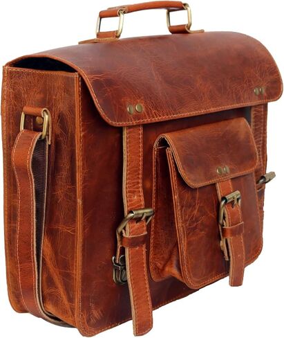 13" Brown small Leather messenger bag shoulder bag cross body vintage messenger bag for women & men satchel man purse compatible with Ipad & Macbook in Kuwait