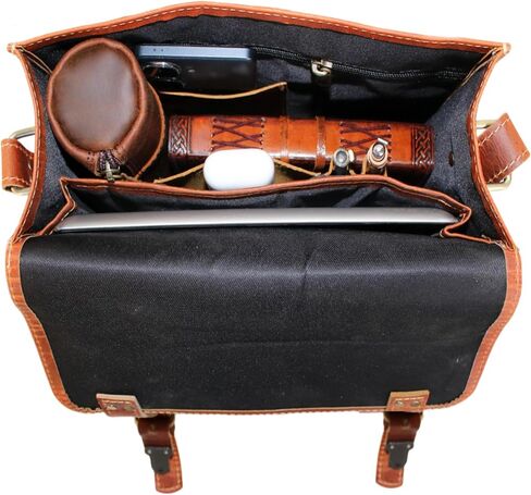13" Brown small Leather messenger bag shoulder bag cross body vintage messenger bag for women & men satchel man purse compatible with Ipad & Macbook in Kuwait