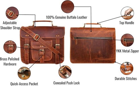 13" Brown small Leather messenger bag shoulder bag cross body vintage messenger bag for women & men satchel man purse compatible with Ipad & Macbook in Kuwait