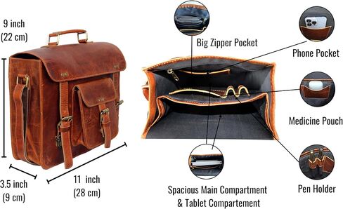 13" Brown small Leather messenger bag shoulder bag cross body vintage messenger bag for women & men satchel man purse compatible with Ipad & Macbook in Kuwait