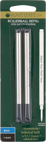 Monteverde Rollerball Refill to Fit Dupont Rollerball Pens, Fine Point, Black, 2 per Pack (T222BK) in Kuwait