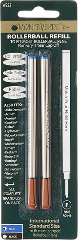 Monteverde Rollerball Refill to Fit Waterman Rollerball Pens, Fine Point, Black, 2 per Pack (W222BK) in Kuwait
