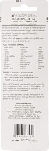 Monteverde Rollerball Refill to Fit Waterman Rollerball Pens, Fine Point, Black, 2 per Pack (W222BK) in Kuwait