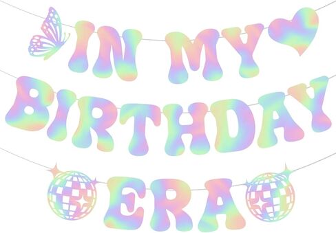 In My Birthday Era Banner, NO-DIY Glitter Popular Birthday Decorations Banner, Its A Girl Garland for Birthday Party Decorations, Per-strung Hot Laser Girls Birthday Banner in Saudi Arabia