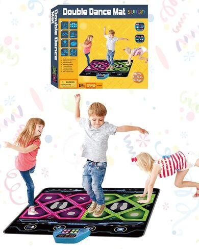SUNLIN Upgraded 2-Player Dance Mat Toy Gift for Girls Boys 3 4 5 6 Years Old, Retro Arcade Dance Pad with Volume Control, Built-in Music, 3 Modes, Multiple Challenge Levels, Birthday Gift for Kid 3-12 in Saudi Arabia