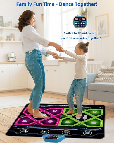 SUNLIN Upgraded 2-Player Dance Mat Toy Gift for Girls Boys 3 4 5 6 Years Old, Retro Arcade Dance Pad with Volume Control, Built-in Music, 3 Modes, Multiple Challenge Levels, Birthday Gift for Kid 3-12 in Saudi Arabia