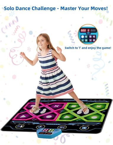 SUNLIN Upgraded 2-Player Dance Mat Toy Gift for Girls Boys 3 4 5 6 Years Old, Retro Arcade Dance Pad with Volume Control, Built-in Music, 3 Modes, Multiple Challenge Levels, Birthday Gift for Kid 3-12 in Saudi Arabia