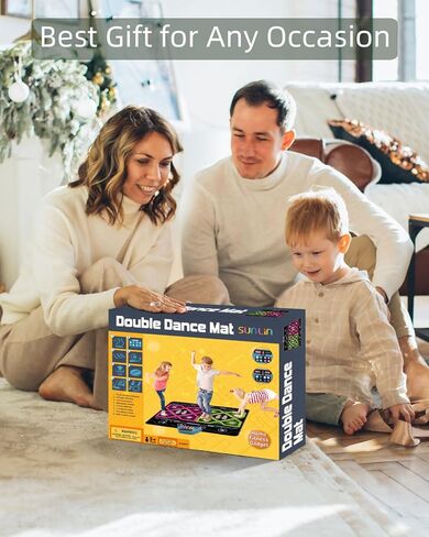 SUNLIN Upgraded 2-Player Dance Mat Toy Gift for Girls Boys 3 4 5 6 Years Old, Retro Arcade Dance Pad with Volume Control, Built-in Music, 3 Modes, Multiple Challenge Levels, Birthday Gift for Kid 3-12 in Saudi Arabia