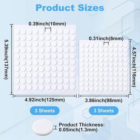 Joez Wonderful 6 Sheets Foam Adhesive Dots, 600 Pcs Total Sticky Double Sided Adhesive Foam, 3D Mini Foam Stickers for Art Crafts, Glue Dots for Scrapbooking, 2 Sizes (0.31in/8mm, 0.39in/10mm) in Saudi Arabia
