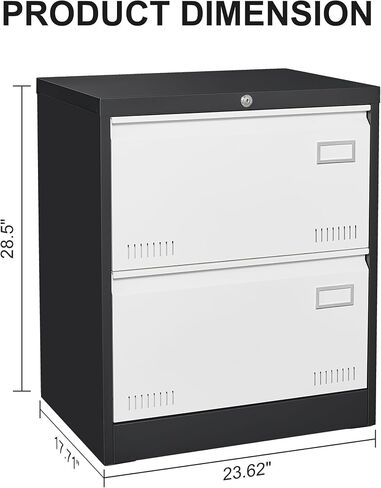 CuisinSmart Lateral File Cabinet 3 Drawer File Cabinet with Lock and Card Holder, Metal Steel Lockable Drawer File Cabinets Under Desk for Home Office Legal/Letter/F4/A4 Black in Kuwait