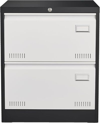 CuisinSmart Lateral File Cabinet 3 Drawer File Cabinet with Lock and Card Holder, Metal Steel Lockable Drawer File Cabinets Under Desk for Home Office Legal/Letter/F4/A4 Black in Kuwait
