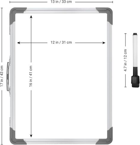 ممحاة سطح المكتب الجافة من INNOVART لوحة بيضاء مقاس 16 بوصة × 12 بوصة، حامل سبورة بيضاء صغير مغناطيسي مزدوج الجوانب مع أقدام مضادة للانزلاق، قابلة للطي للقيام بقائمة المفكرة مع مقبض، مذكرة محمولة على سطح الطاولة للأطفال والمكتب والمنزل in Kuwait