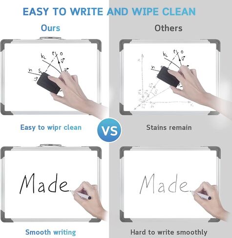 ممحاة سطح المكتب الجافة من INNOVART لوحة بيضاء مقاس 16 بوصة × 12 بوصة، حامل سبورة بيضاء صغير مغناطيسي مزدوج الجوانب مع أقدام مضادة للانزلاق، قابلة للطي للقيام بقائمة المفكرة مع مقبض، مذكرة محمولة على سطح الطاولة للأطفال والمكتب والمنزل in Kuwait