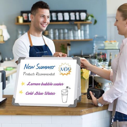 ممحاة سطح المكتب الجافة من INNOVART لوحة بيضاء مقاس 16 بوصة × 12 بوصة، حامل سبورة بيضاء صغير مغناطيسي مزدوج الجوانب مع أقدام مضادة للانزلاق، قابلة للطي للقيام بقائمة المفكرة مع مقبض، مذكرة محمولة على سطح الطاولة للأطفال والمكتب والمنزل in Kuwait