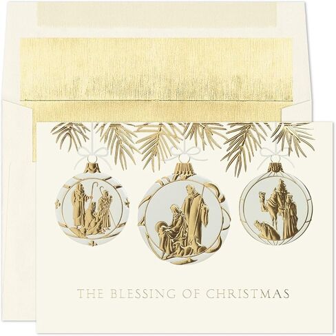 Holiday Collection Premium 15-Count Boxed Embossed Christmas Cards with Foil-Lined Envelopes, 7.8" x 5.6", Traditional Wreath (893800) in Saudi Arabia