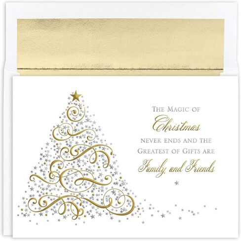 Holiday Collection Premium 15-Count Boxed Embossed Christmas Cards with Foil-Lined Envelopes, 7.8" x 5.6", Traditional Wreath (893800) in Saudi Arabia