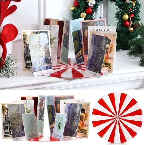 عرض بطاقة عيد الميلاد Thyle مقاس 11.8 بوصة من الأكريليك حامل بطاقة عيد الميلاد حامل عرض بطاقات التهنئة يحمل ما يصل إلى 24 منظم بطاقات بريدية لرف الطاولة ورف المكتب وحفلات الحلوى in Kuwait