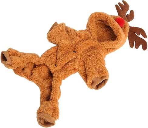 Pet Reindeer Cosplay Dog Cat Costume Reindeer Dog Hoodie Funny Pet Elk Cosplay Costume Puppy Fleece Outfits Warm Hoodie XXL in Saudi Arabia