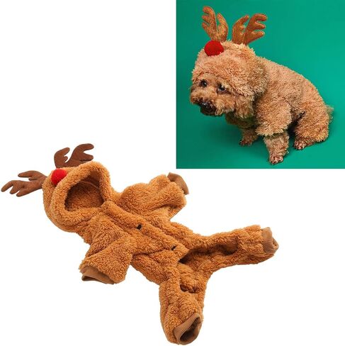 Pet Reindeer Cosplay Dog Cat Costume Reindeer Dog Hoodie Funny Pet Elk Cosplay Costume Puppy Fleece Outfits Warm Hoodie XXL in Saudi Arabia