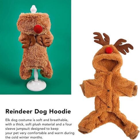 Pet Reindeer Cosplay Dog Cat Costume Reindeer Dog Hoodie Funny Pet Elk Cosplay Costume Puppy Fleece Outfits Warm Hoodie XXL in Saudi Arabia
